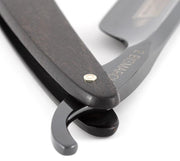 Dovo - "Bismark" Oxidized Straight Razor, Ebony Handle, Round Point, 6/8" - New England Shaving Company