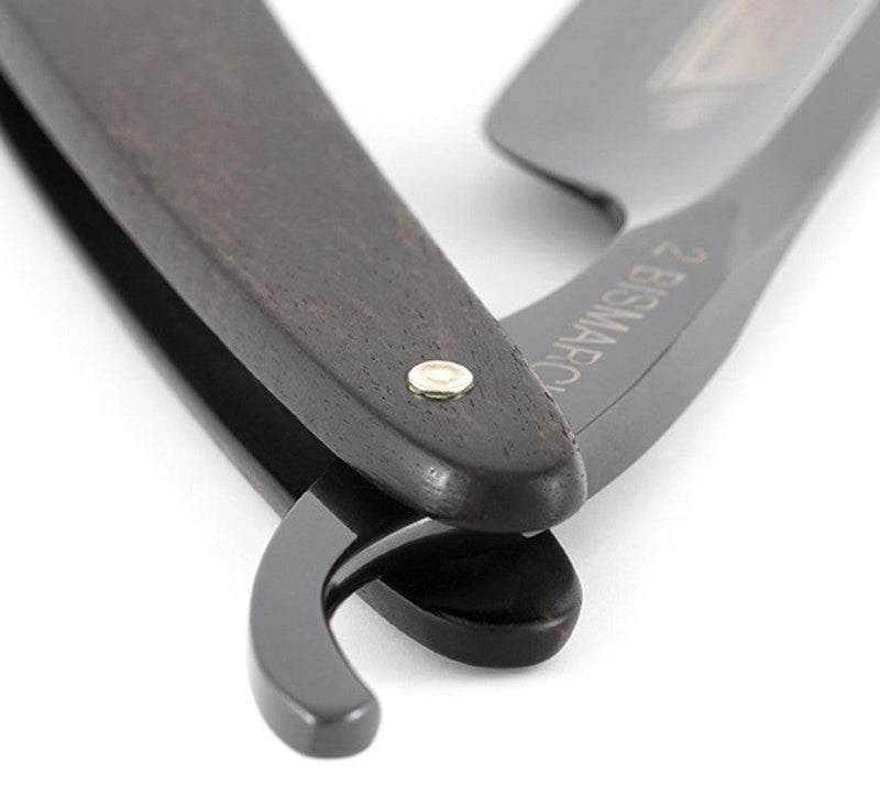 Dovo - "Bismark" Oxidized Straight Razor, Ebony Handle, Round Point, 6/8" - New England Shaving Company