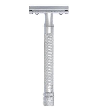 Merkur - 22C Long Handle Safety Razor, Matt Chrome Handle - New England Shaving Company