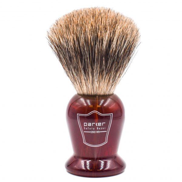 Parker - Faux Tortoise Handle Pure Badger Brush with Stand - New England Shaving Company