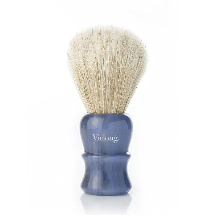 Vielong Vintage Quart White Horsehair Shaving Brush, Blue Acrylic Handle - New England Shaving Company