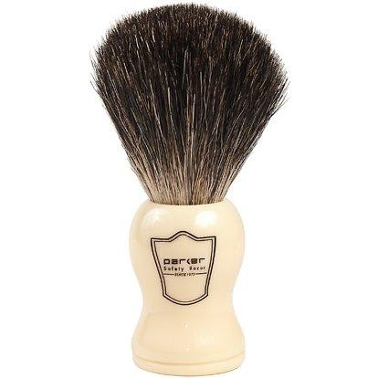 Parker - Faux Ivory Handle Black Badger Brush with Stand - New England Shaving Company