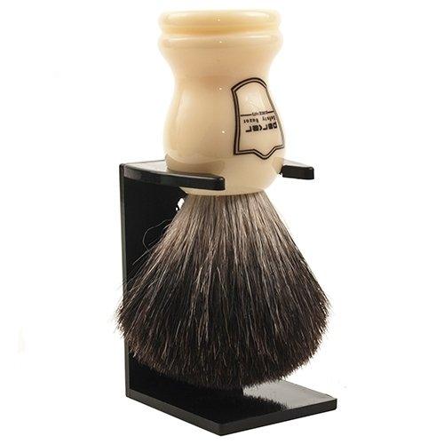 Parker - Faux Ivory Handle Black Badger Brush with Stand
