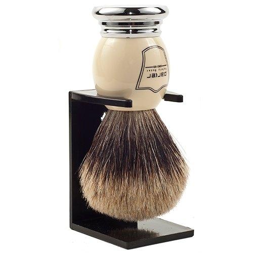 Parker - White and Chrome Handle Pure Badger Brush with Stand