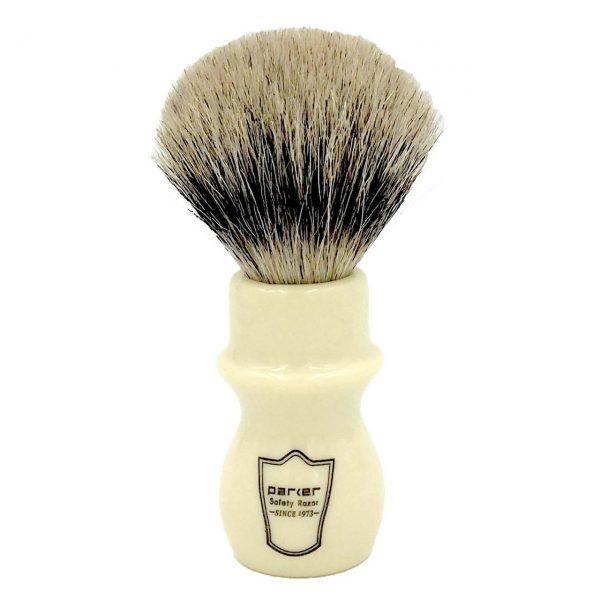 Parker - Ivory Handle Pure Badger Mug Shaving Brush with Stand - New England Shaving Company