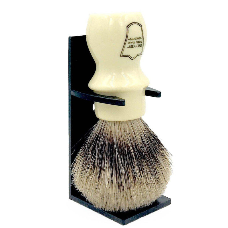 Parker - Ivory Handle Pure Badger Mug Shaving Brush with Stand - New England Shaving Company