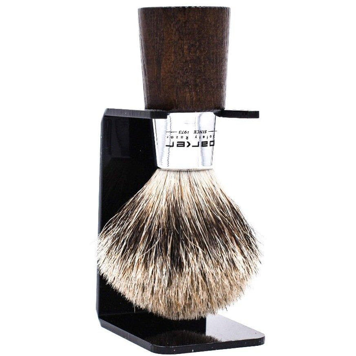 Parker - Walnut and Chrome Handle Pure Badger Brush with Stand