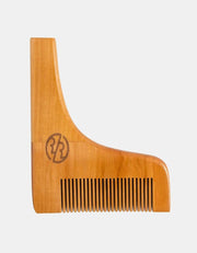 Pear wood beard shaping tool with built-in comb for clean trimming and precise beard grooming