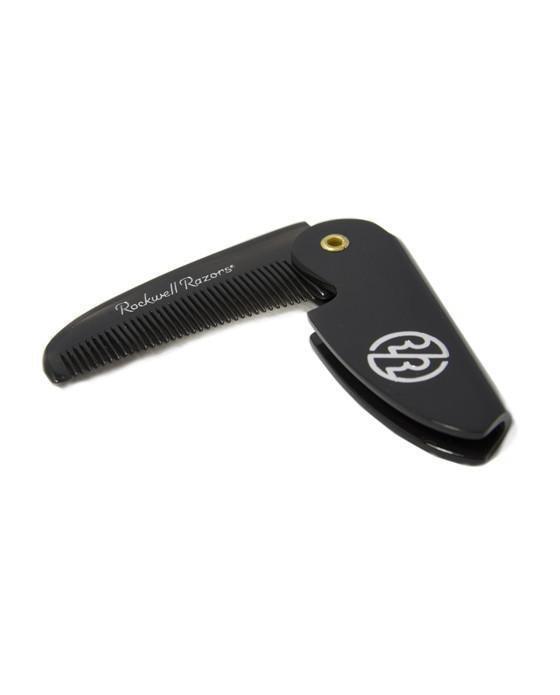 Folding acrylic beard and moustache comb with rounded teeth for pocket-sized grooming and oil distribution