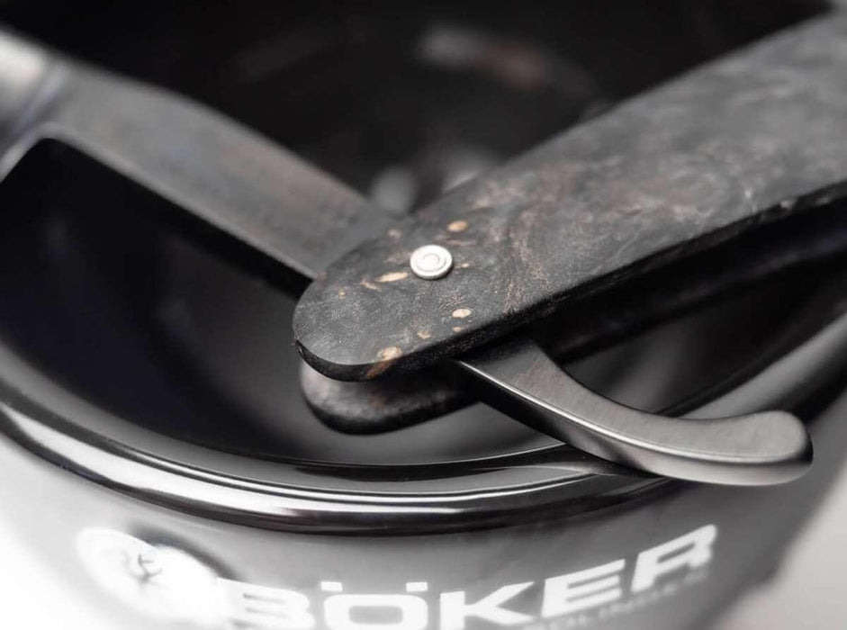 Boker - Amboina Straight Razor, Black Carbon Steel, 6/8" - New England Shaving Company