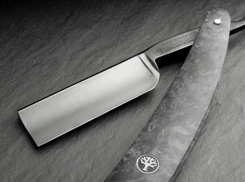Boker - Amboina Straight Razor, Black Carbon Steel, 6/8" - New England Shaving Company