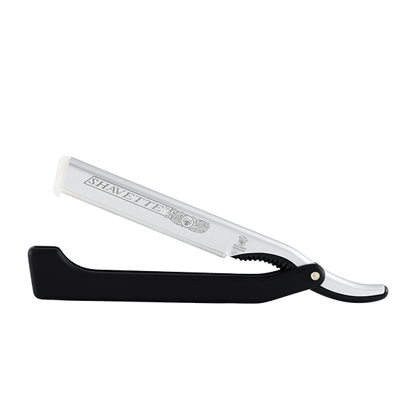 Dovo - Shavette Straight Razor, Silver with Black Handle - New England Shaving Company