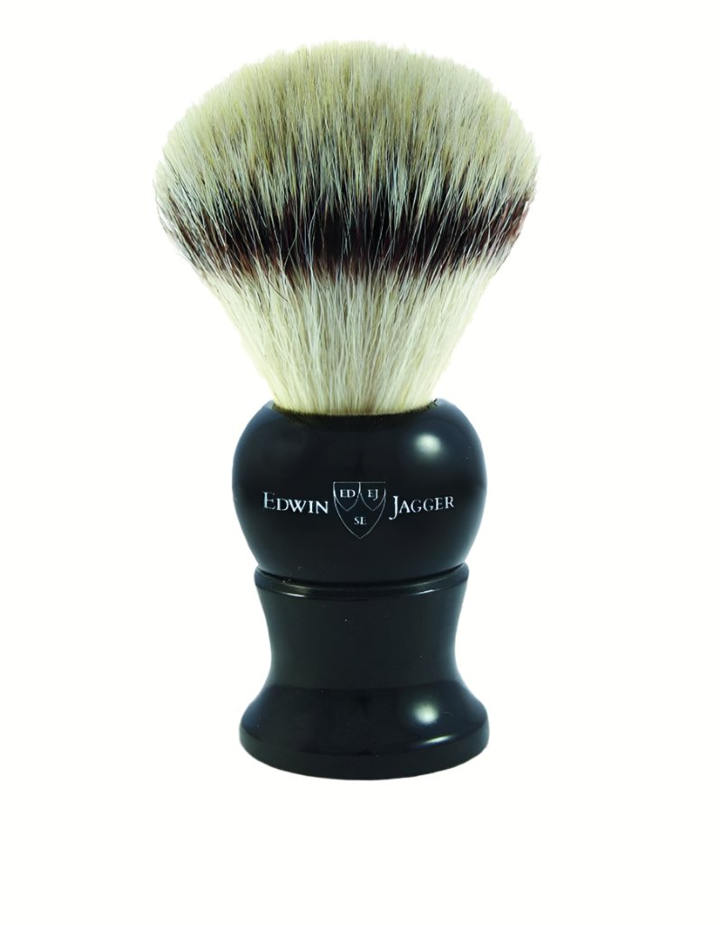 Edwin Jagger - 3EJ286SYNST English Shaving Brush, Imitation Ebony with Synthetic Silver Tip Fiber, Large - New England Shaving Company