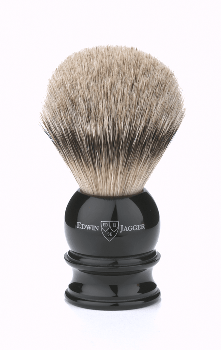 Edwin Jagger - 3EJ466 English Shaving Brush, Imitation Ebony with Silver Tip Badger, Large