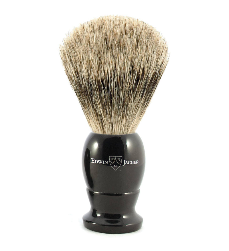 Edwin Jagger - 3EJ876 English Shaving Brush, Imitation Ebony with Best Badger, Large - New England Shaving Company