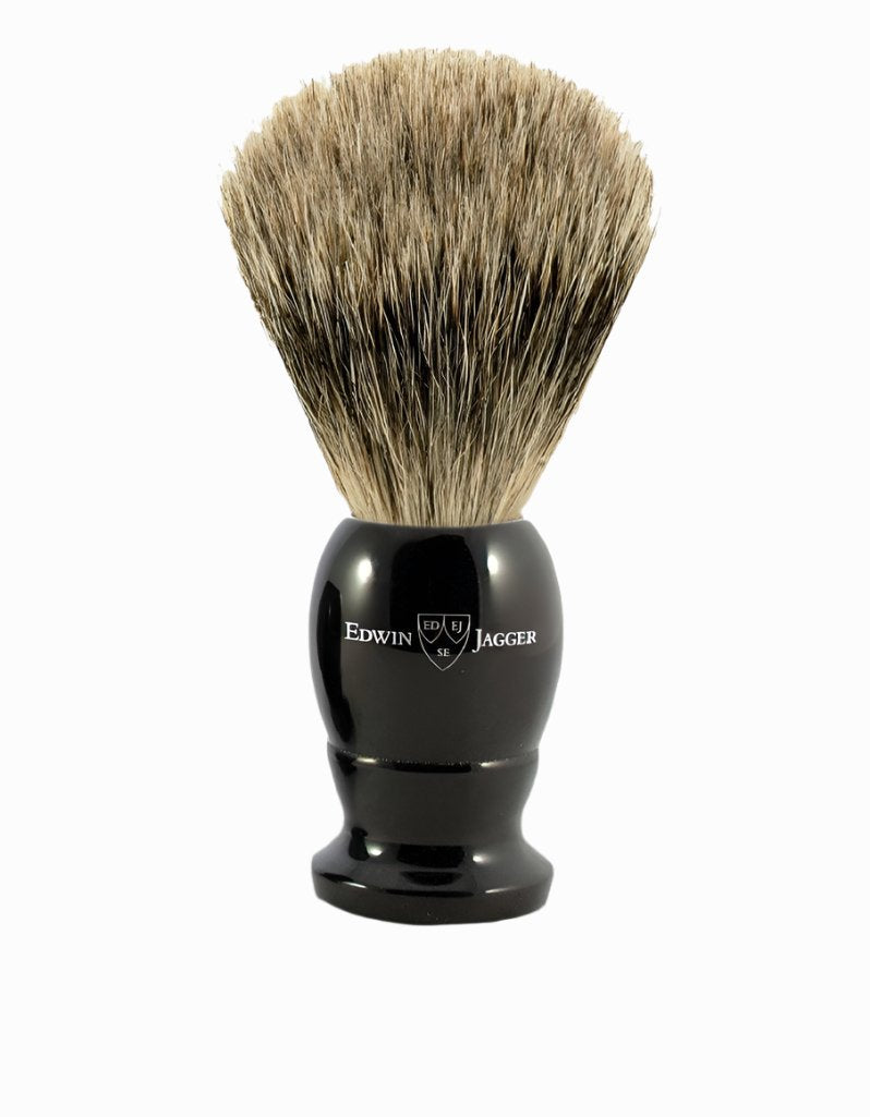 Edwin Jagger - 3EJ876 English Shaving Brush, Imitation Ebony with Best Badger, Large - New England Shaving Company