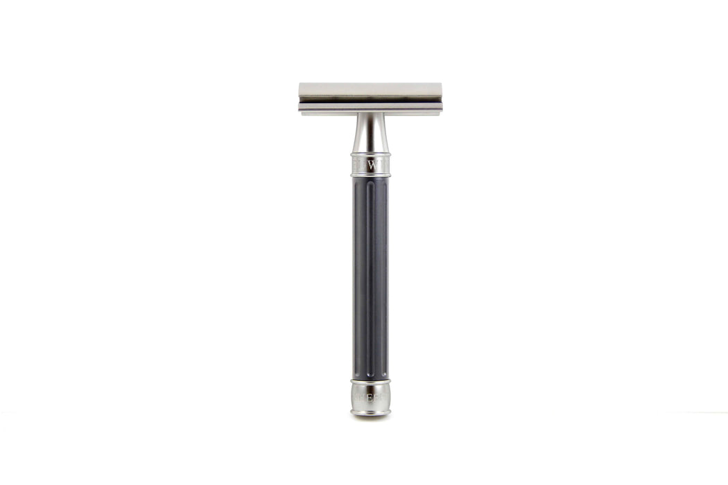 Edwin Jagger - DESSGA5 3ONE6 Stainless Steel Grooved Anodized Gun Metal Double Edge Safety Razor