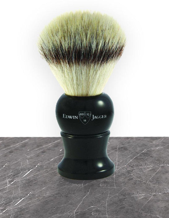 Edwin Jagger - 1EJ286SYNST English Shaving Brush, Imitation Ebony with Synthetic Silver Tip Fiber, Medium