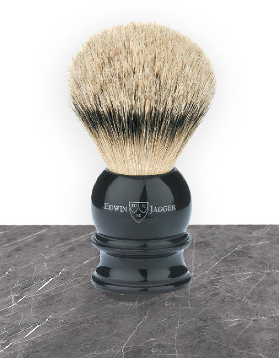 Edwin Jagger - 1EJ466 English Shaving Brush, Imitation Ebony with Silver Tip Badger, Medium
