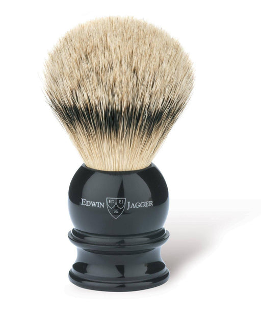 Edwin Jagger - 1EJ466 English Shaving Brush, Imitation Ebony with Silver Tip Badger, Medium - New England Shaving Company