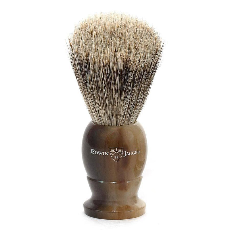 Edwin Jagger - 1EJ872 English Shaving Brush, Imitation Light Horn with Best Badger, Medium - New England Shaving Company