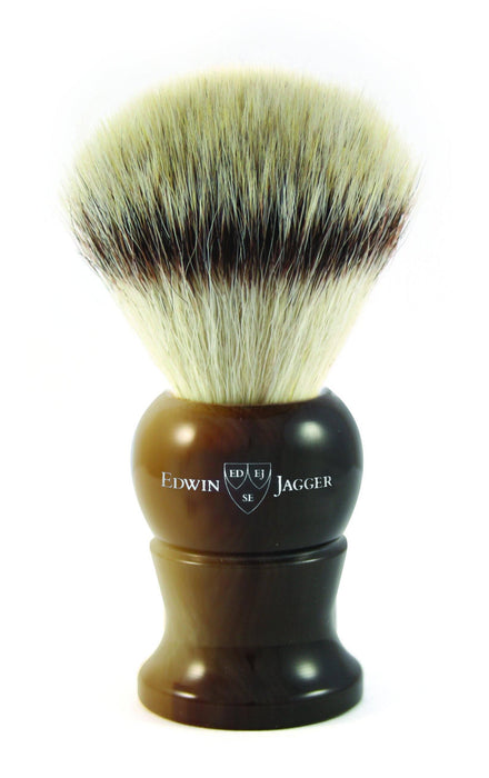 Edwin Jagger - 3EJ282SYNST English Shaving Brush, Imitation Light Horn with Synthetic Silver Tip Fiber, Large
