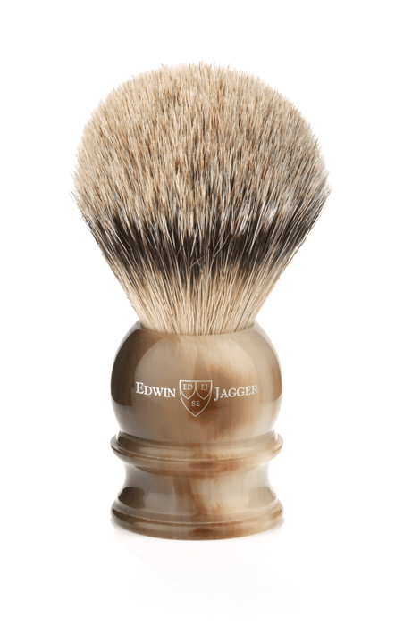 Edwin Jagger - 3EJ462 English Shaving Brush, Imitation Light Horn with Silver Tip Badger, Large