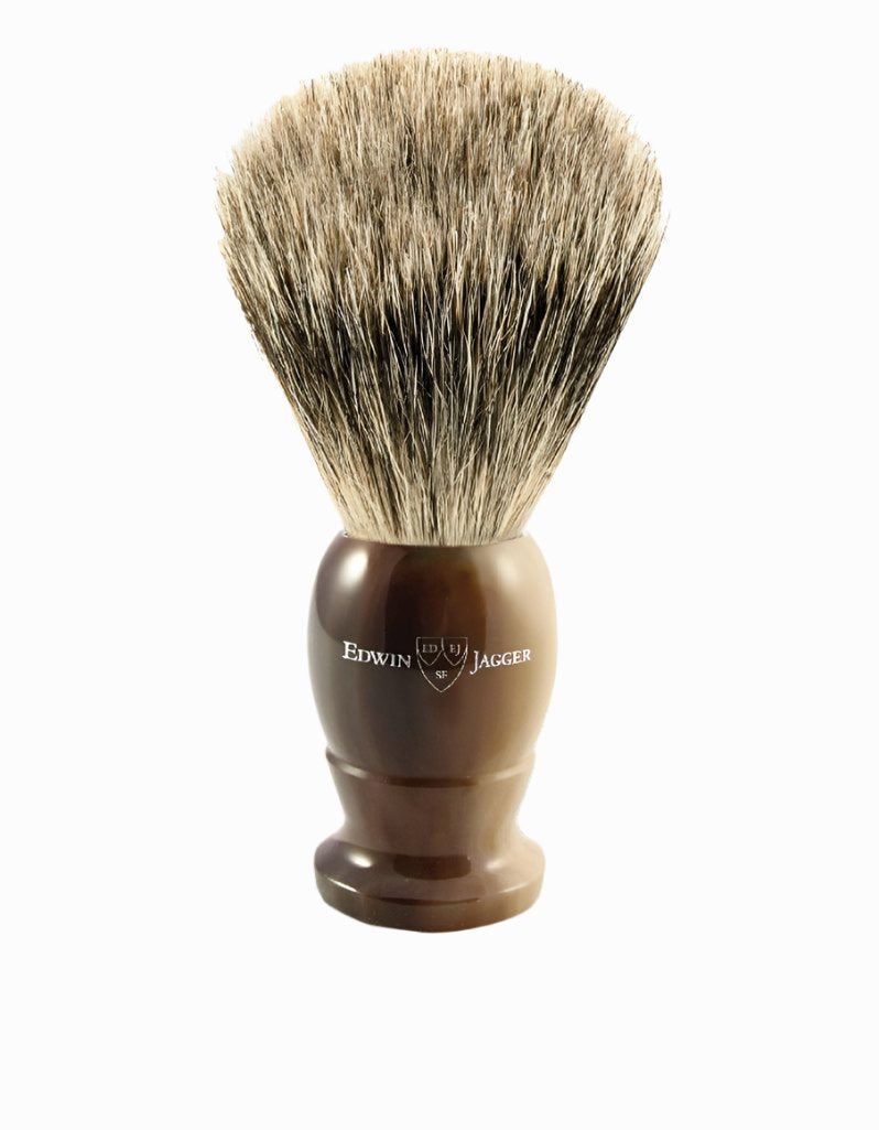 Edwin Jagger - 3EJ872 English Shaving Brush, Imitation Light Horn with Best Badger, Large - New England Shaving Company