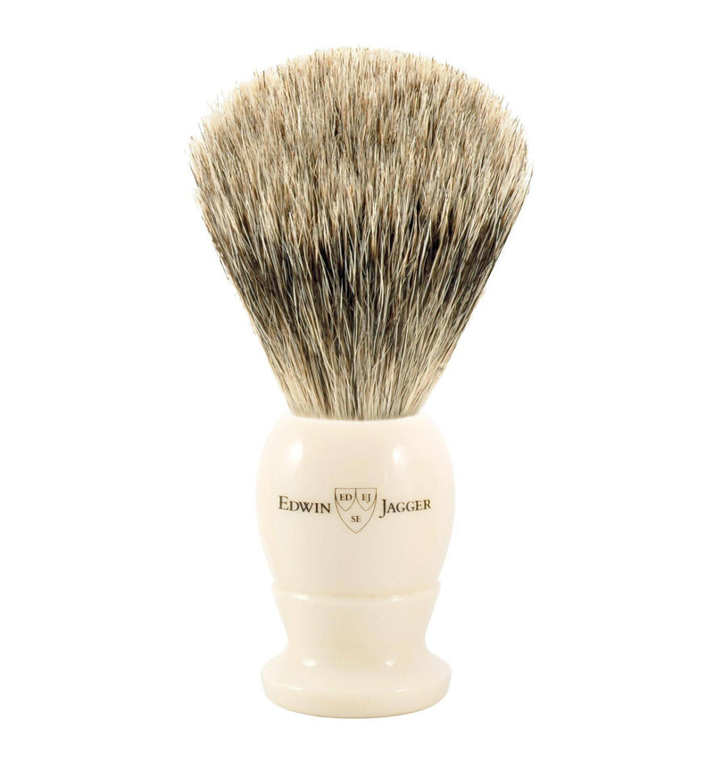 Edwin Jagger - 3EJ877 English Shaving Brush, Imitation Ivory with Best Badger, Large - New England Shaving Company