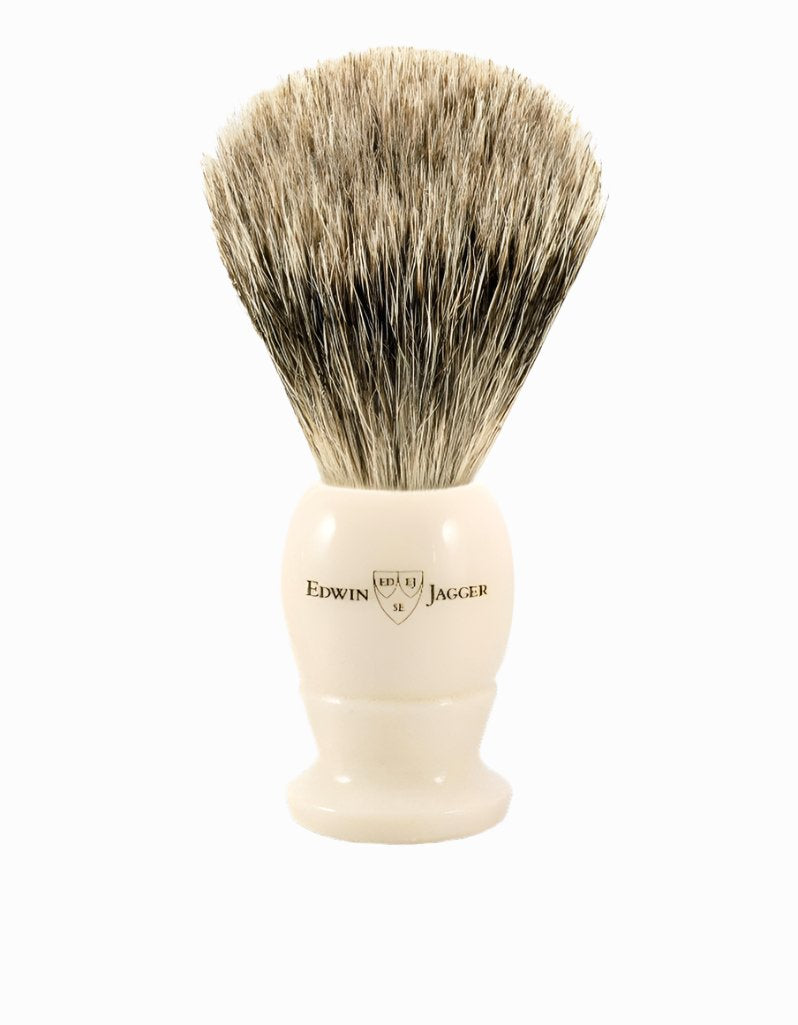 Edwin Jagger - 3EJ877 English Shaving Brush, Imitation Ivory with Best Badger, Large - New England Shaving Company