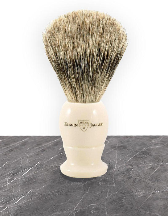 Edwin Jagger - 3EJ877 English Shaving Brush, Imitation Ivory with Best Badger, Large - New England Shaving Company