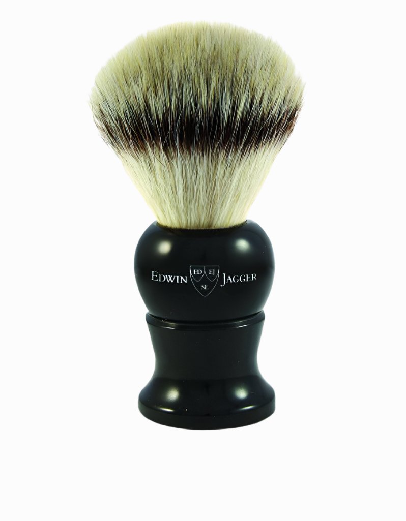 Edwin Jagger - 5EJ286SYNST English Shaving Brush, Imitation Ebony with Synthetic Silver Tip Fiber, Extra Large - New England Shaving Company