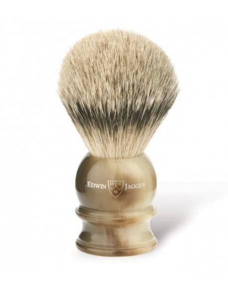 Edwin Jagger - 5EJ462 English Shaving Brush, Imitation Light Horn with Silver Tip Badger, Extra Large