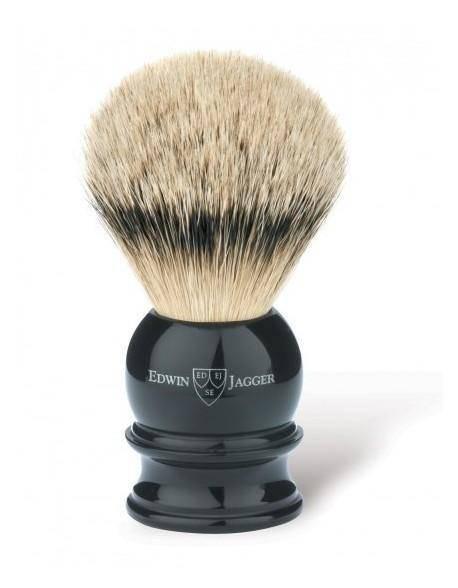 Edwin Jagger - 5EJ466 English Shaving Brush, Imitation Ebony with Silver Tip Badger, Extra Large - New England Shaving Company
