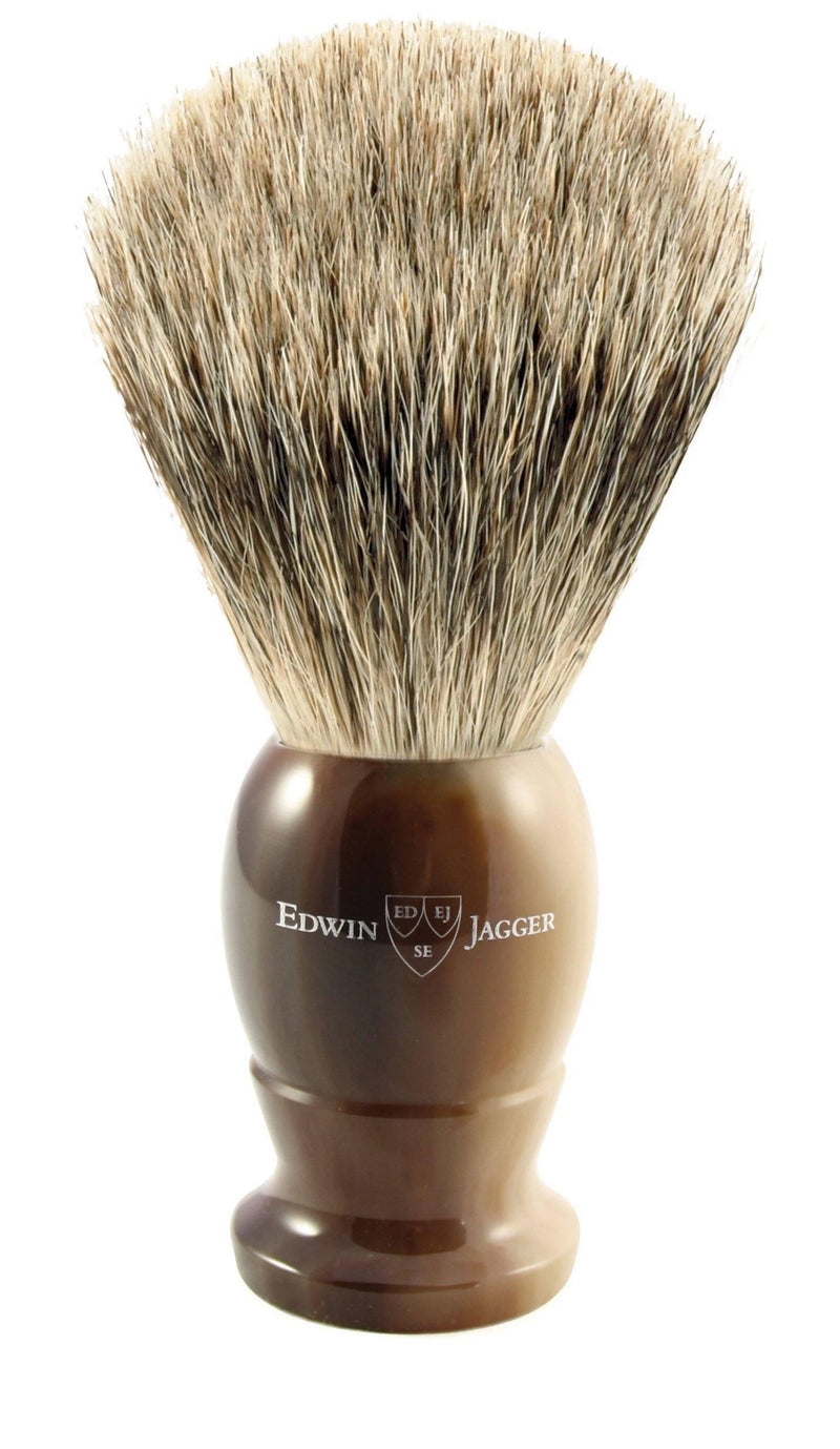 Edwin Jagger - 5EJ872 English Shaving Brush, Imitation Light Horn with Best Badger, Extra Large - New England Shaving Company