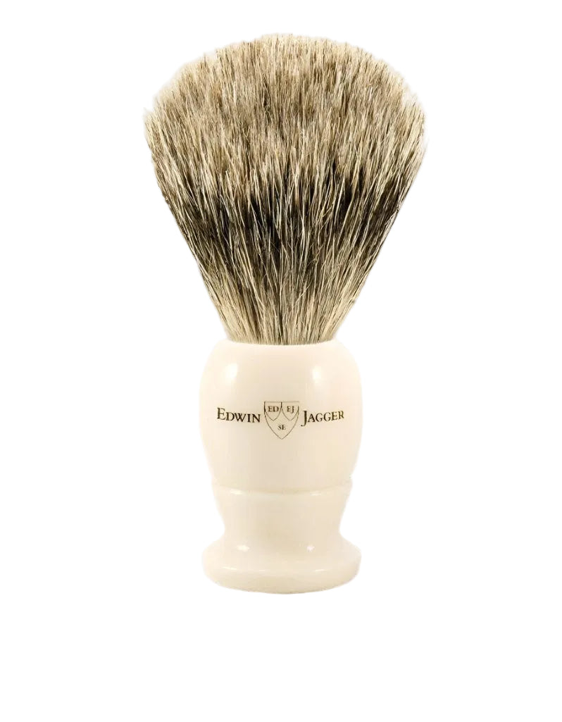 Edwin Jagger - 5EJ877 English Shaving Brush, Imitation Ivory with Best Badger, Extra Large - New England Shaving Company