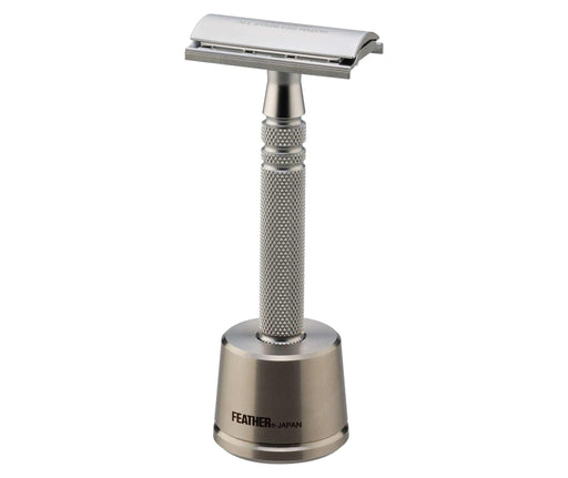 Feather - All Stainless Double Edge Razor AS-D2 with Stand - New England Shaving Company