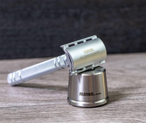 Feather - All Stainless Double Edge Razor AS-D2 with Stand - New England Shaving Company