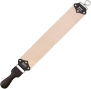 Herold leather razor strop with oil and natural leather sides, padded handle, and nickel swivel made in Germany