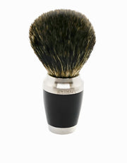 Badger shaving brush with stainless steel and black resin handle