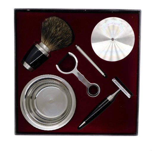 Luxury Wet Shaving Kit - Stainless Steel and Black Resin - New England Shaving Company