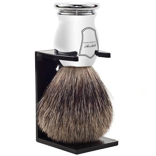Parker - Chrome Handle Pure Badger Brush with Stand - New England Shaving Company