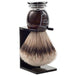 Parker - Faux Horn Handle Silver Tip Badger Brush with Stand - New England Shaving Company