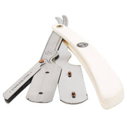 Parker - Professional Barber Razor Shavette SRW, White Resin - New England Shaving Company