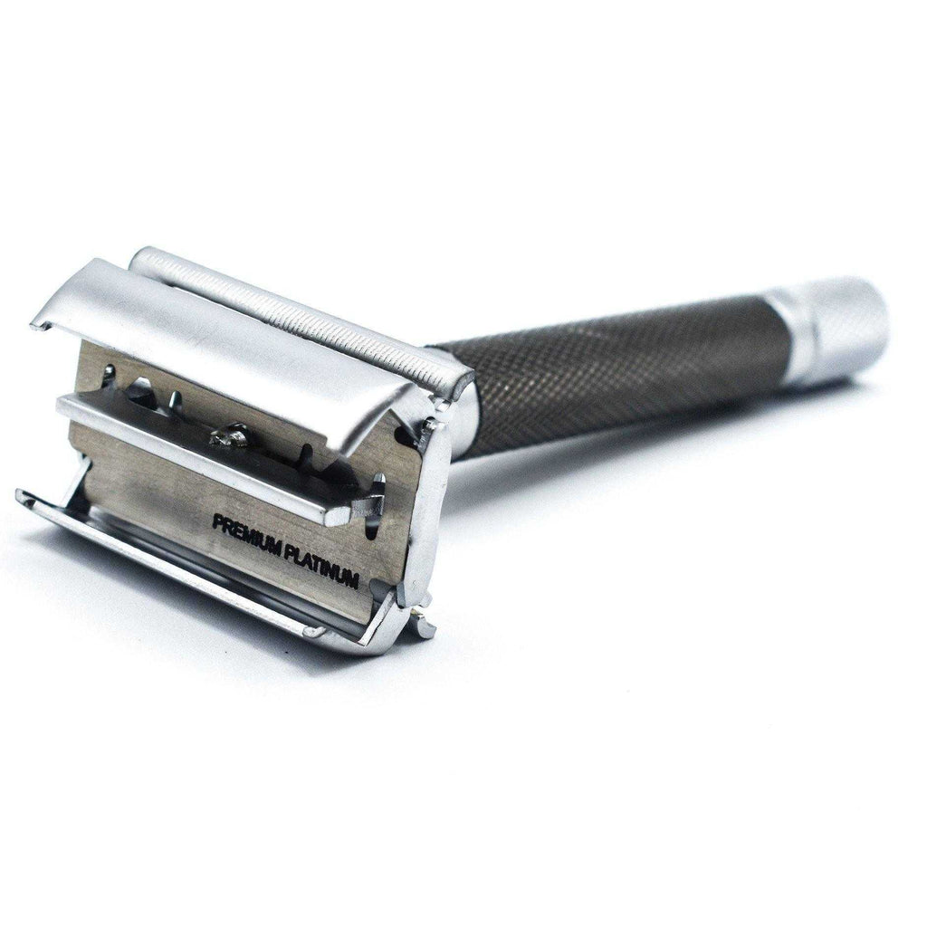 Opened Razor Butterfly Twist-to-Open Safety Razors | New England Shaving Company