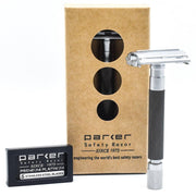 Parker Butterfly Open Long Handle Safety Razor 74R - Graphite - New England Shaving Company