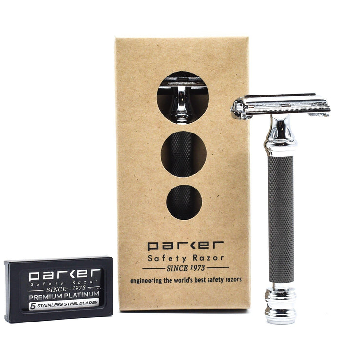 Parker Butterfly Open Safety Razor 76R - Graphite - New England Shaving Company