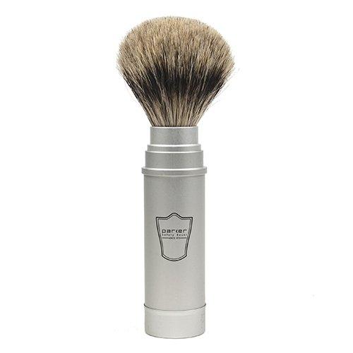 Parker - Aluminum Handle Pure Badger Travel Brush - New England Shaving Company