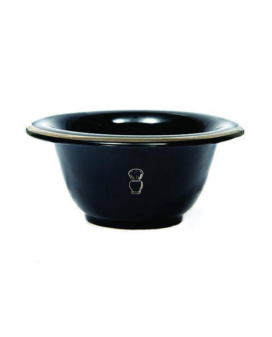Pure Badger - Shaving Bowl - Black Porcelain with Silver Rim - New England Shaving Company