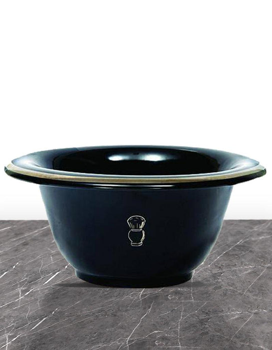 Pure Badger - Shaving Bowl - Black Porcelain with Silver Rim - New England Shaving Company